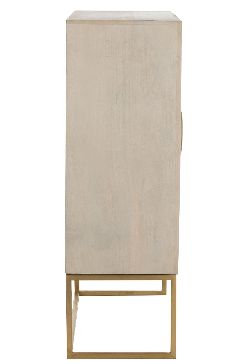 Buffet 2 portes NIRA en bois de manguier beige piètement métal doré 